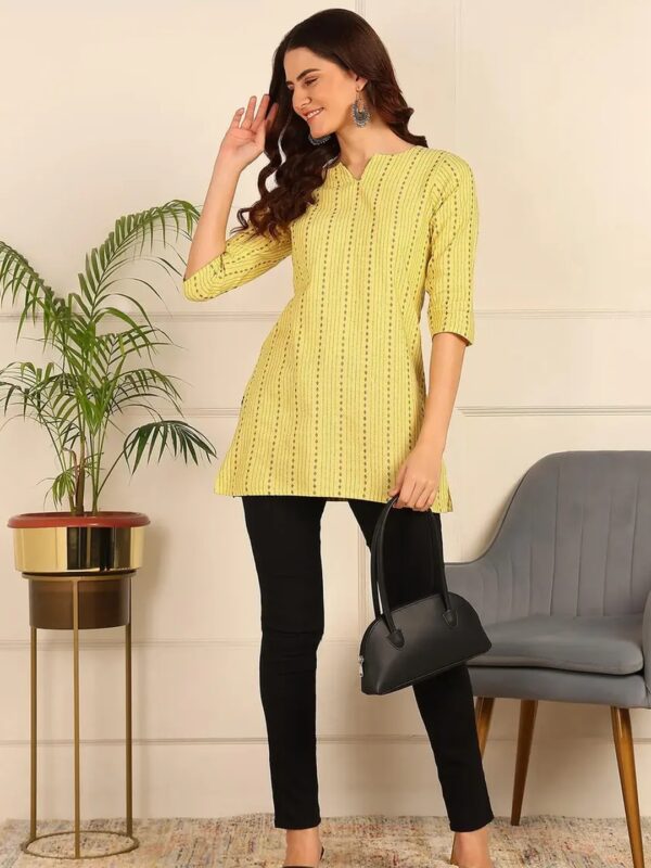 Solid Striped Short Kurti for Women