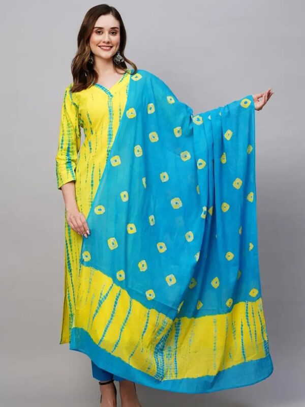 Shri Ram Yellow Tie-Dye Straight Kurta Set for Women