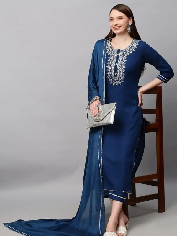 Shri Ram Teal Embellished Kurta Set for Women