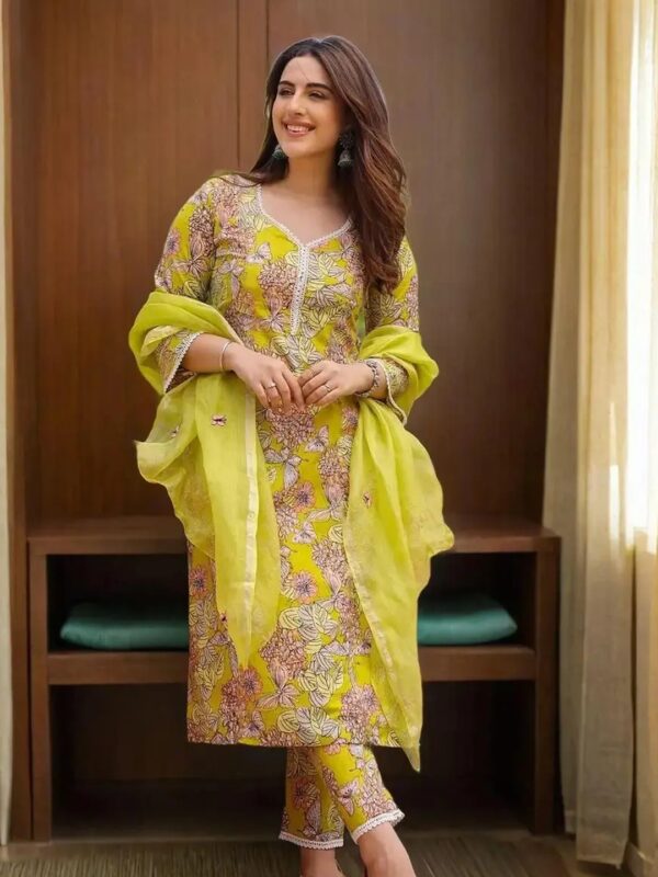Shri Ram Yellow Ethnic Printed Kurta Set for Women