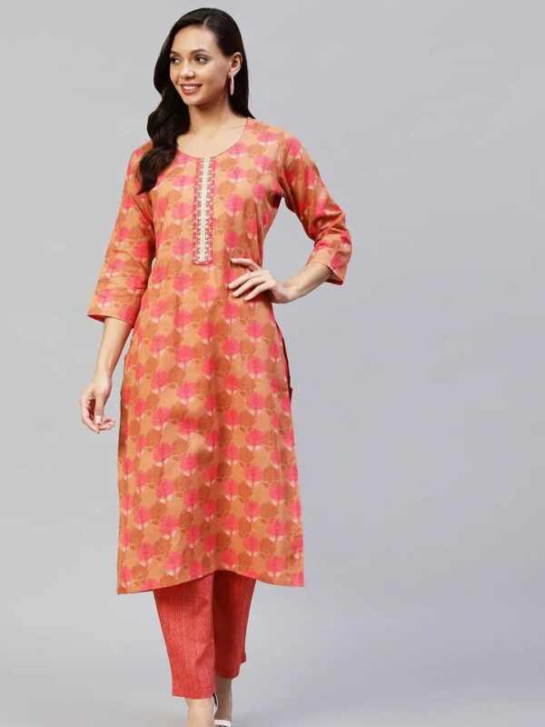 Shri Ram Red Floral Kurta Set for Women