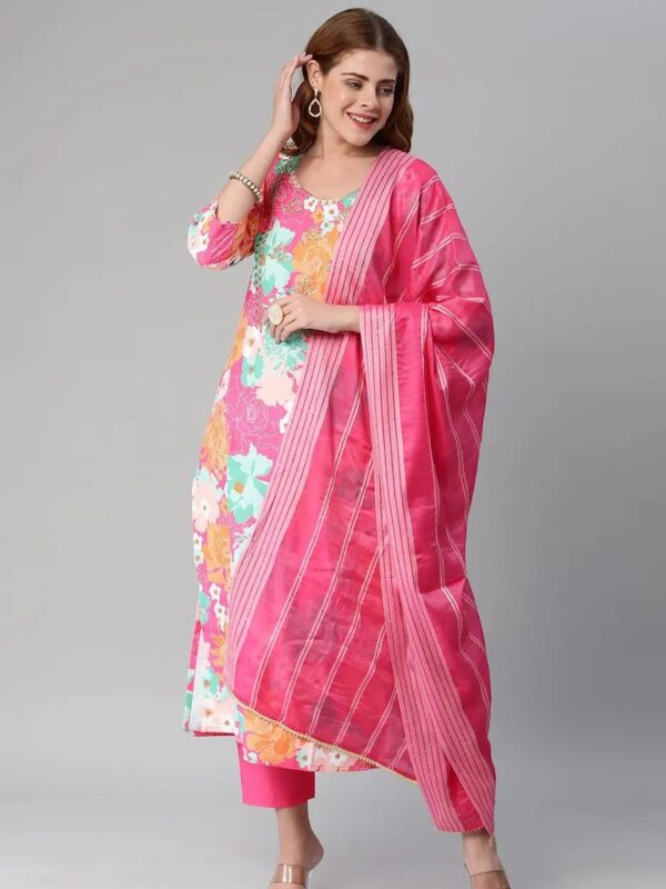 Shri Ram Pink Floral Kurta Set for Women