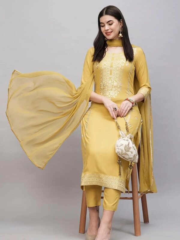 Shri Ram Yellow Embellished Kurta Set for Women