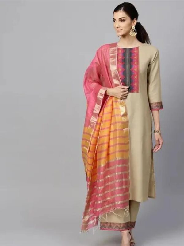 Shri Ram Gold Printed Kurta Set for Women
