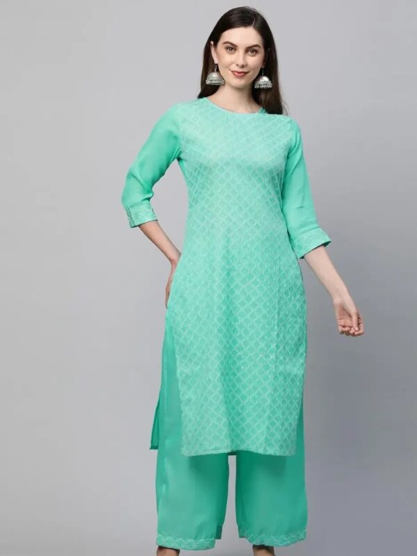 Shri Ram Sea Green Embellished Kurta Set for Women