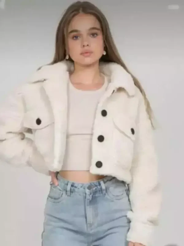 Solid Wool Cropped Korean Jacket for Women