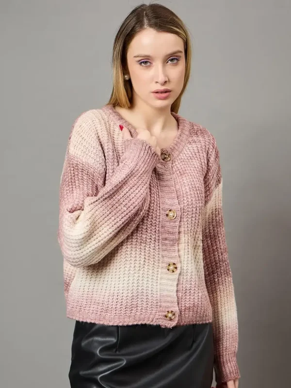Pink Designer Wool Cardigan for Women