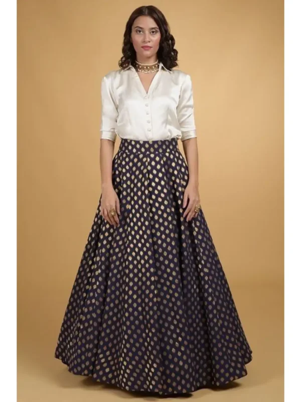 Style-7-Crisp-Shirt-with-a-Flowing-Skirt-Look-Book